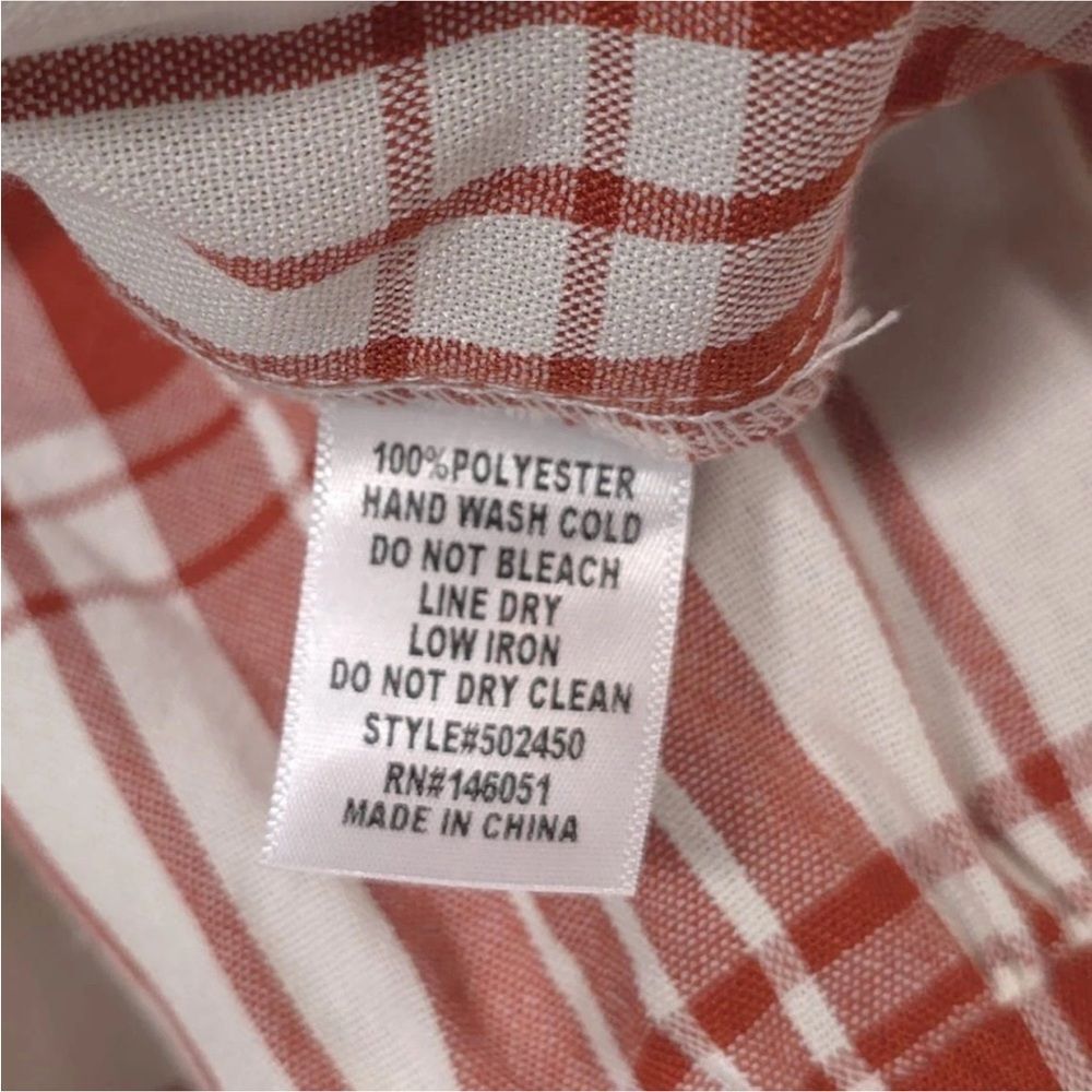 Monteau Los Angles red/rust/white plaid square neck babydoll dress size medium. - Picture 7 of 8